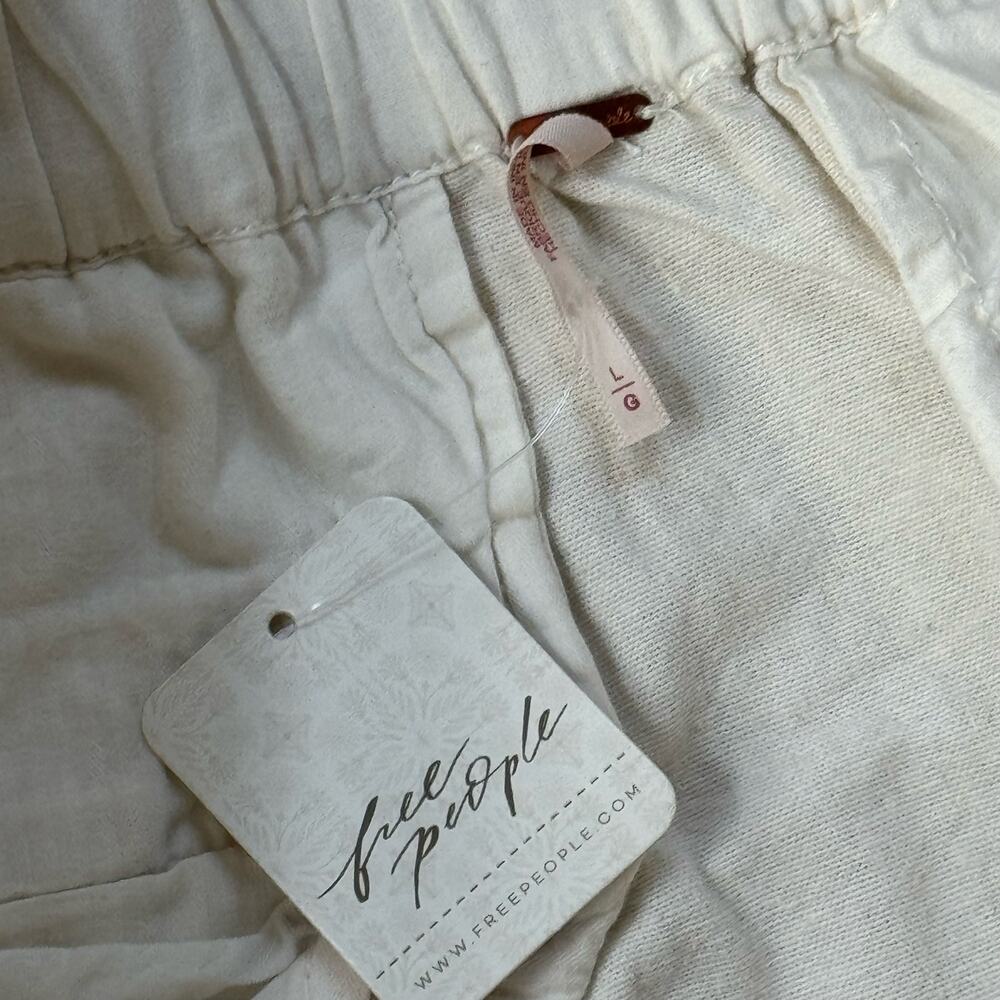 NWT Free People Sky Rider Drop Crotch Harem Ecru Cotton Linen Pants Size Large - Picture 7 of 8